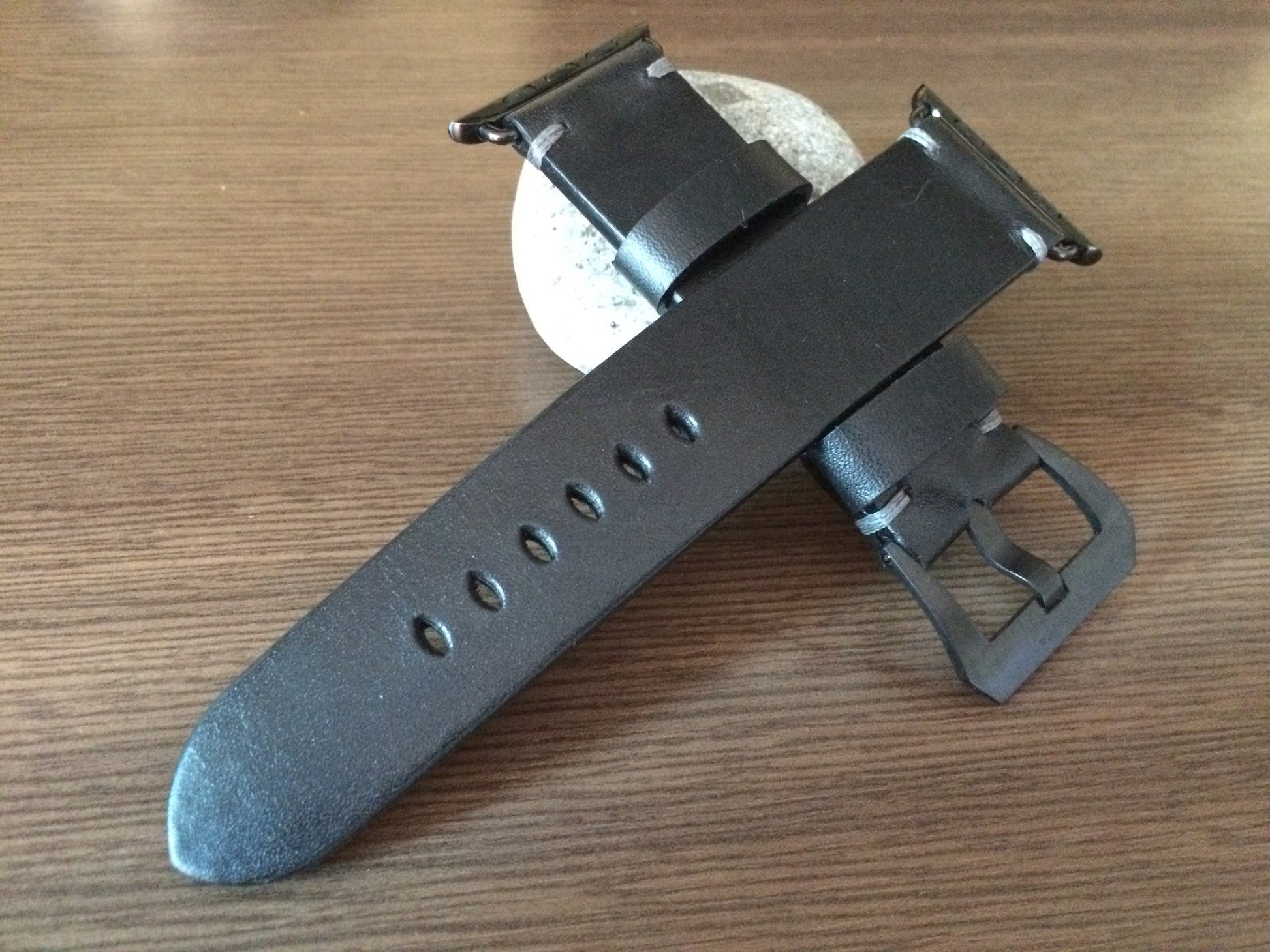 Apple Watch Series 5, Apple Watch 44mm, 40mm, Black Leather Watch Band, Apple Watch 40mm 38mm - eternitizzz-straps-and-accessories