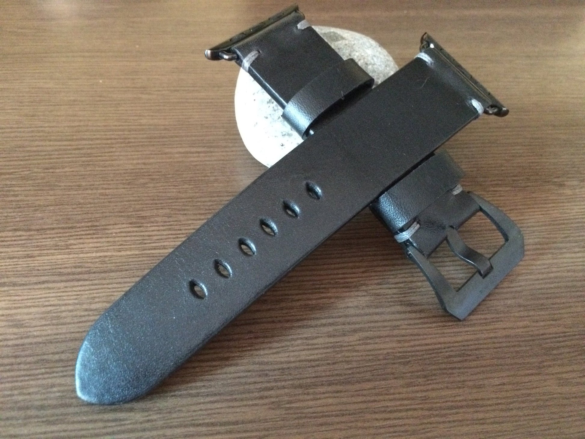 Apple Watch Series 5, Apple Watch 44mm, 40mm, Black Leather Watch Band, Apple Watch 40mm 38mm - eternitizzz-straps-and-accessories