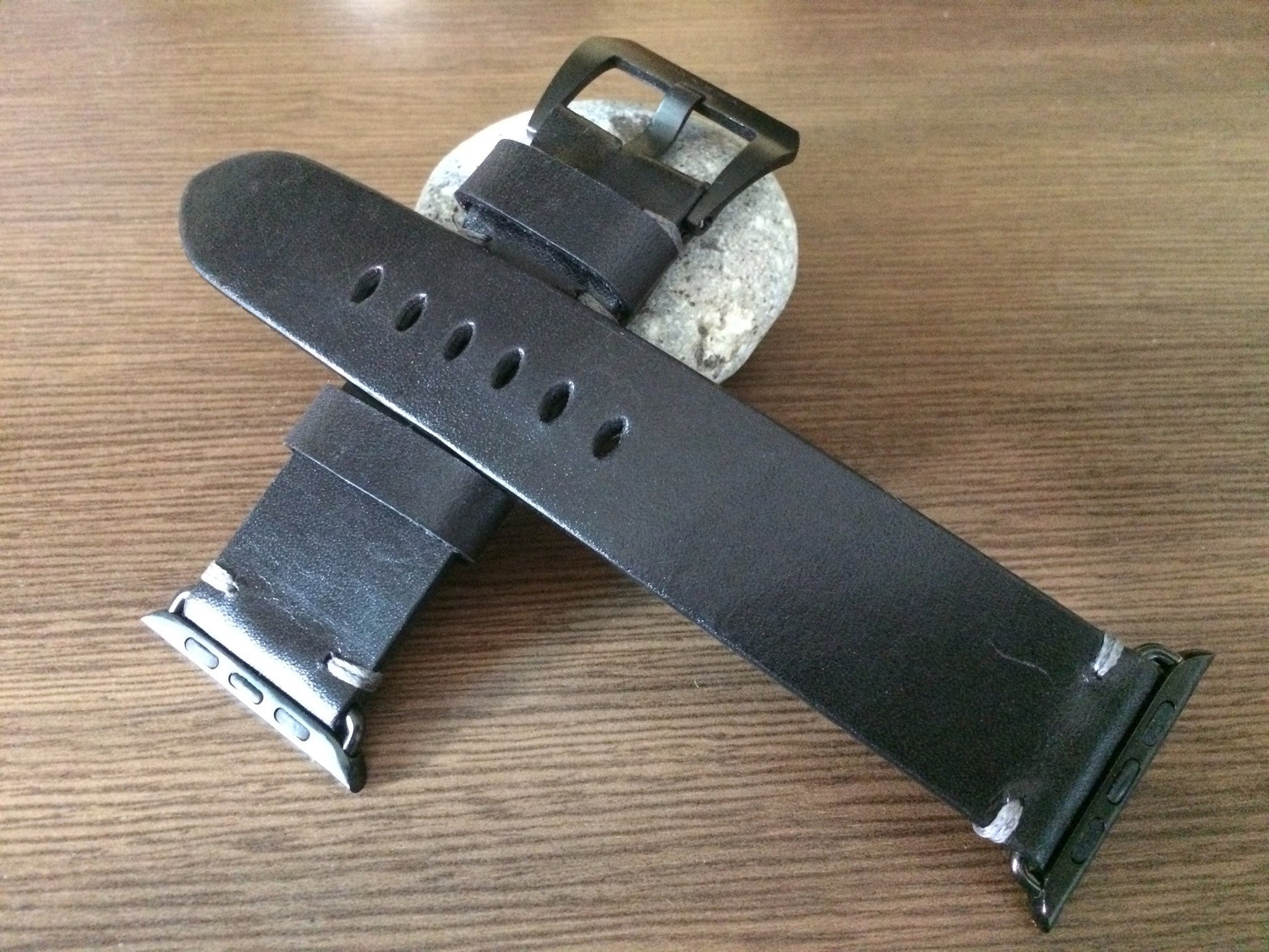 Apple Watch Series 5, Apple Watch 44mm, 40mm, Black Leather Watch Band, Apple Watch 40mm 38mm - eternitizzz-straps-and-accessories