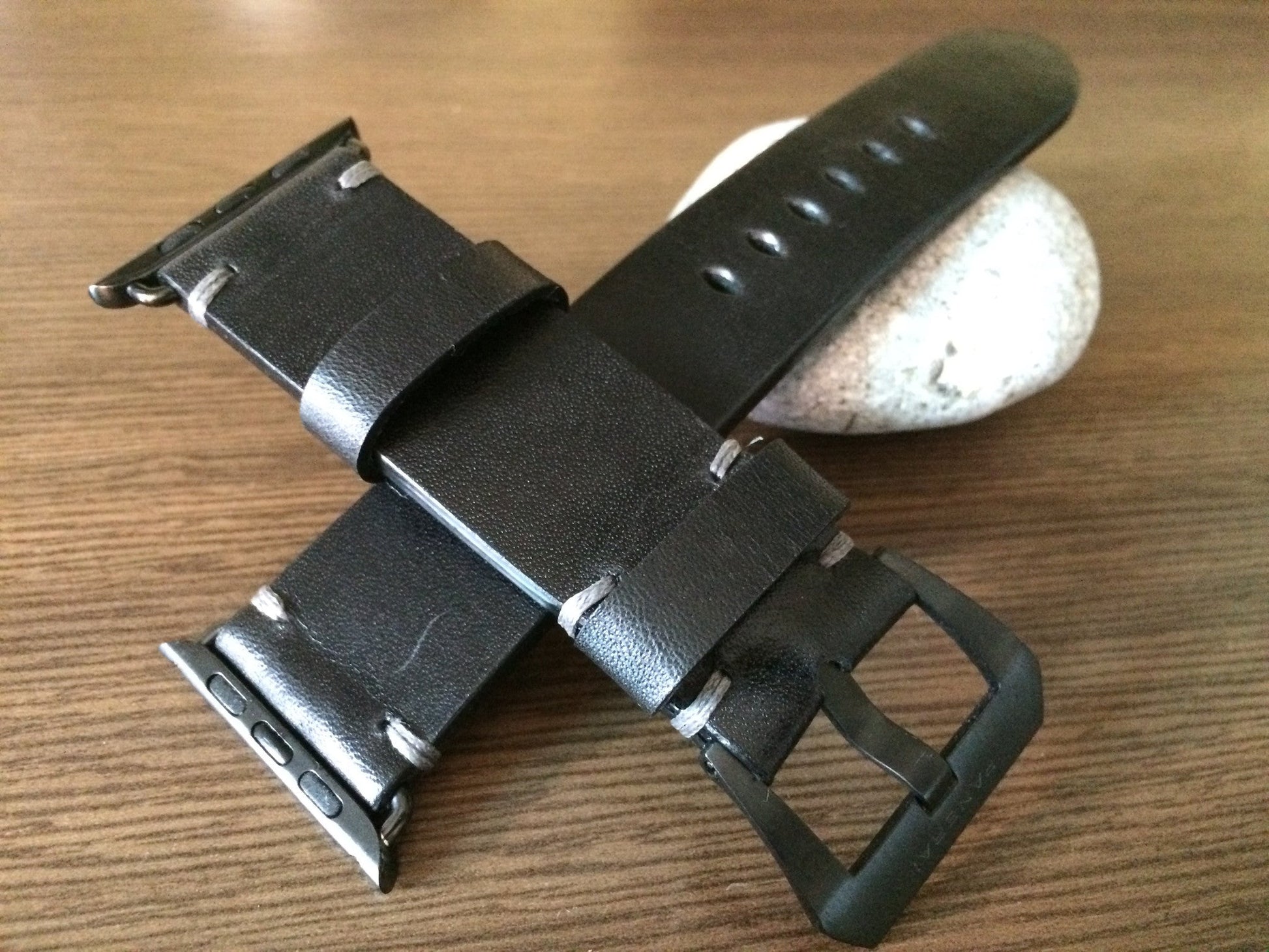 Apple Watch Series 5, Apple Watch 44mm, 40mm, Black Leather Watch Band, Apple Watch 40mm 38mm - eternitizzz-straps-and-accessories