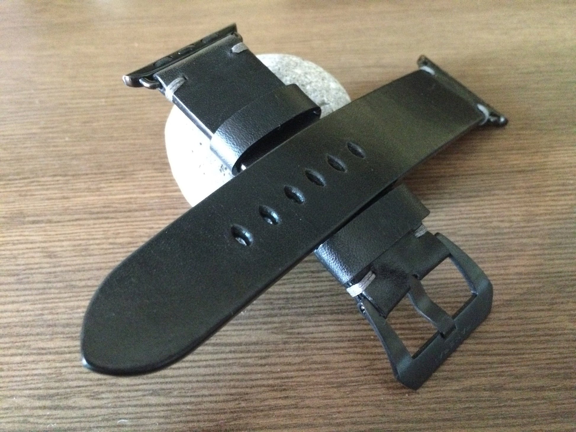 Apple Watch Series 5, Apple Watch 44mm, 40mm, Black Leather Watch Band, Apple Watch 40mm 38mm - eternitizzz-straps-and-accessories