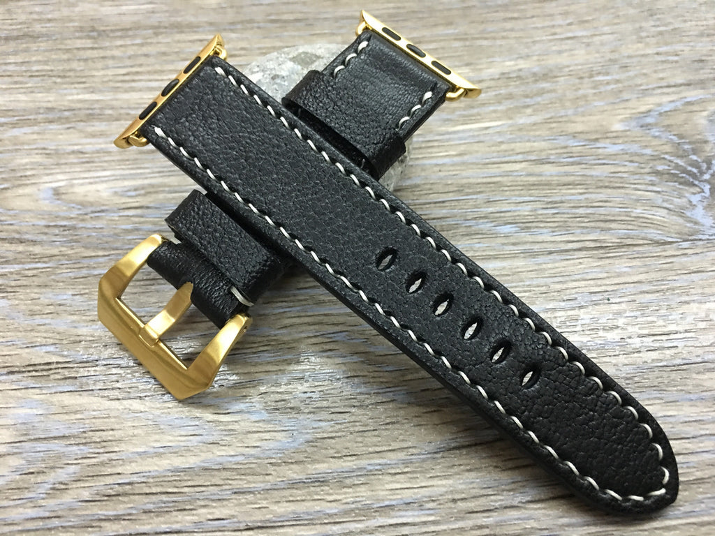 Apple Watch 44mm, Apple Watch Band, Apple Watch 40mm 38mm 42mm, Black Leather Watch Strap for iWatch Series 1 2 3 4 - eternitizzz-straps-and-accessories
