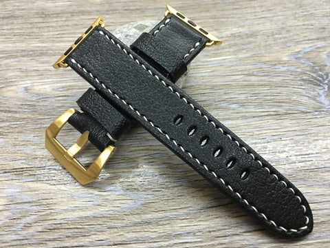 Apple Watch Ultra Watch Band, Apple Watch Band, iwatch Band, Black Leather Watch Strap for Smartwatch, Fitbit, Valentine’s Day gift ideas