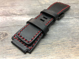 Bell & Ross Watch Straps, Black Leather Watch Bands and Leather Watch Straps - Red Stitching