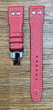 Big Pilot Watch Strap in 22mm, Red Genuine Leather Watch Straps 20mm, Pilot Band with Deployant Clasp Buckle, Handmade Christmas Gift Ideas for Aviator Watches