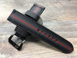 Gucci Effy Moom, 24mm Panerai Watch Strap, Leather Watch Band, 26mm Watch Band Black Red and Green Stripe