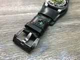Black full bund strap, Handmade, Leather Cuff watch band, brogue pattern watch strap, 20mm, Bespoke, leather watch band, Free shipping - eternitizzz-straps-and-accessories
