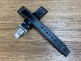 Black Genuine Leather Pilot Watch Strap 22mm, Leather Watch Band 20mm, Aviator Watch Straps with Deployant Clasp, Anniversary Gift Ideas for Boyfriend