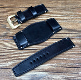 Black Leather Watch Straps, Leather Bund Straps 22mm, Genuine Leather Watch Band 22mm for Seiko Black Gold Prospex, Mens Wrist Watch Band Christmas Gift Ideas
