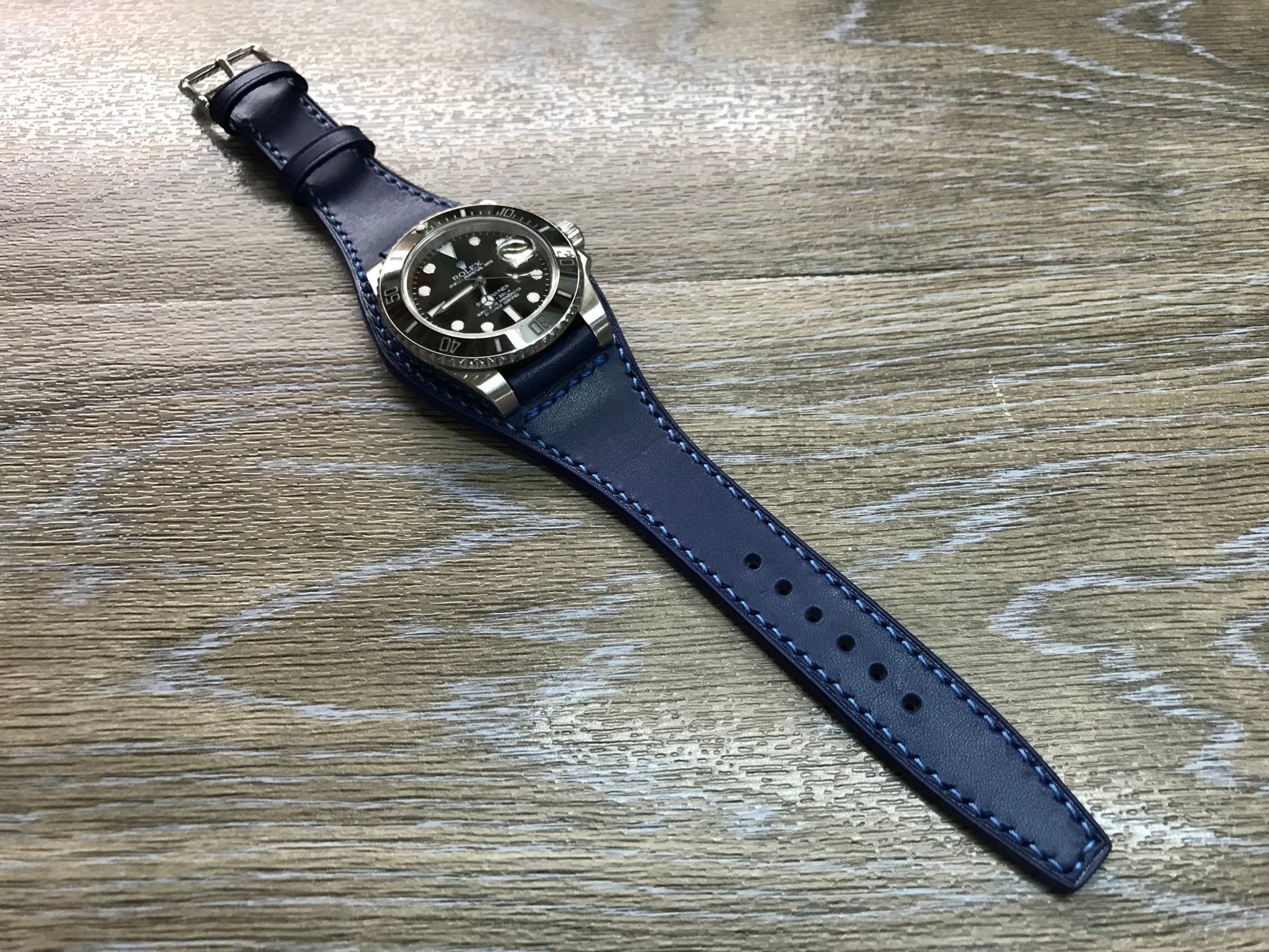 20mm Leather Watch straps, Leather Bund Straps, Blue Watch Straps, 20mm Watch bands for Rolex Watches - FREE SHIPPING - eternitizzz-straps-and-accessories
