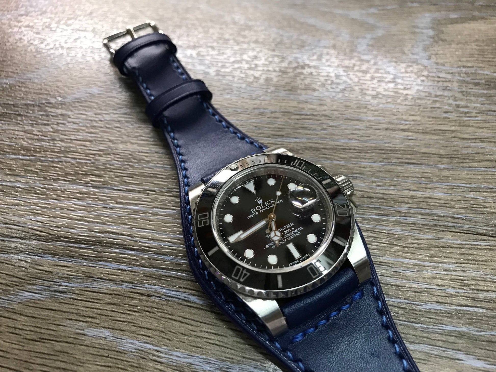 20mm Leather Watch straps, Leather Bund Straps, Blue Watch Straps, 20mm Watch bands for Rolex Watches - FREE SHIPPING - eternitizzz-straps-and-accessories