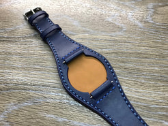 20mm Leather Watch straps, Leather Bund Straps, Blue Watch Straps, 20mm Watch bands for Rolex Watches - FREE SHIPPING - eternitizzz-straps-and-accessories