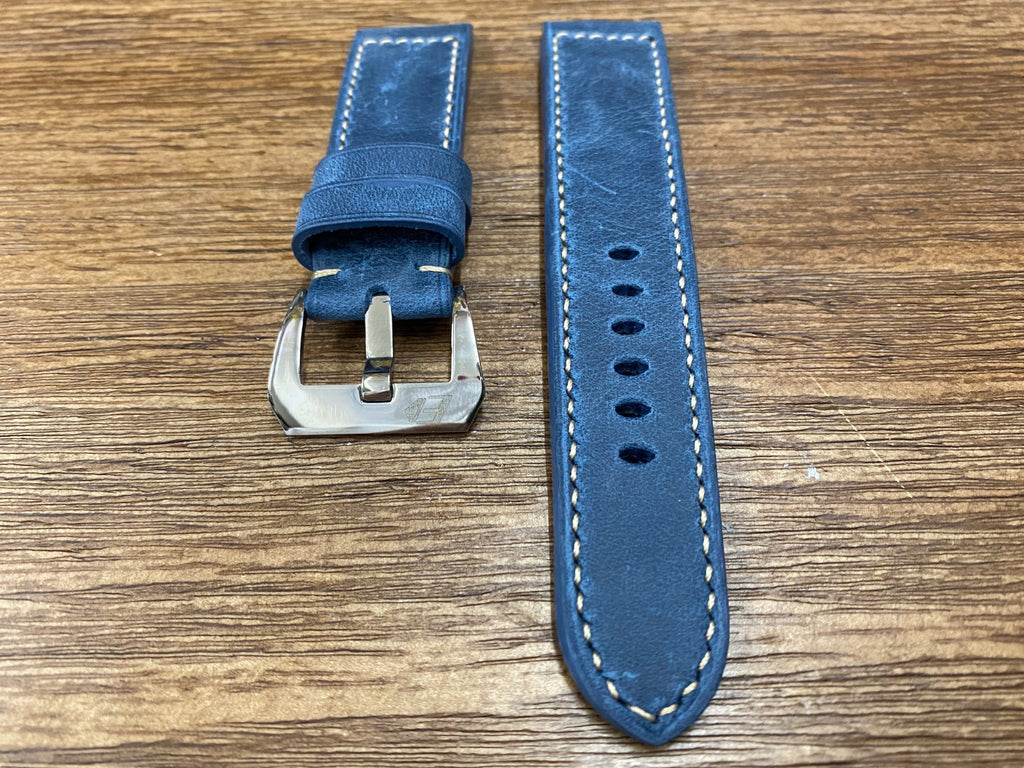 Leather Watch Straps 24mm Blue Genuine Leather Watch Band Gift
