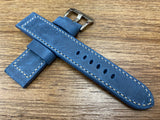 Blue Genuine Leather Watch Strap in 24mm, 26mm, Mens Wrist Watch Band Replacement, Leather Watch Band in Vintage Style, Personalise Gift Ideas for husband