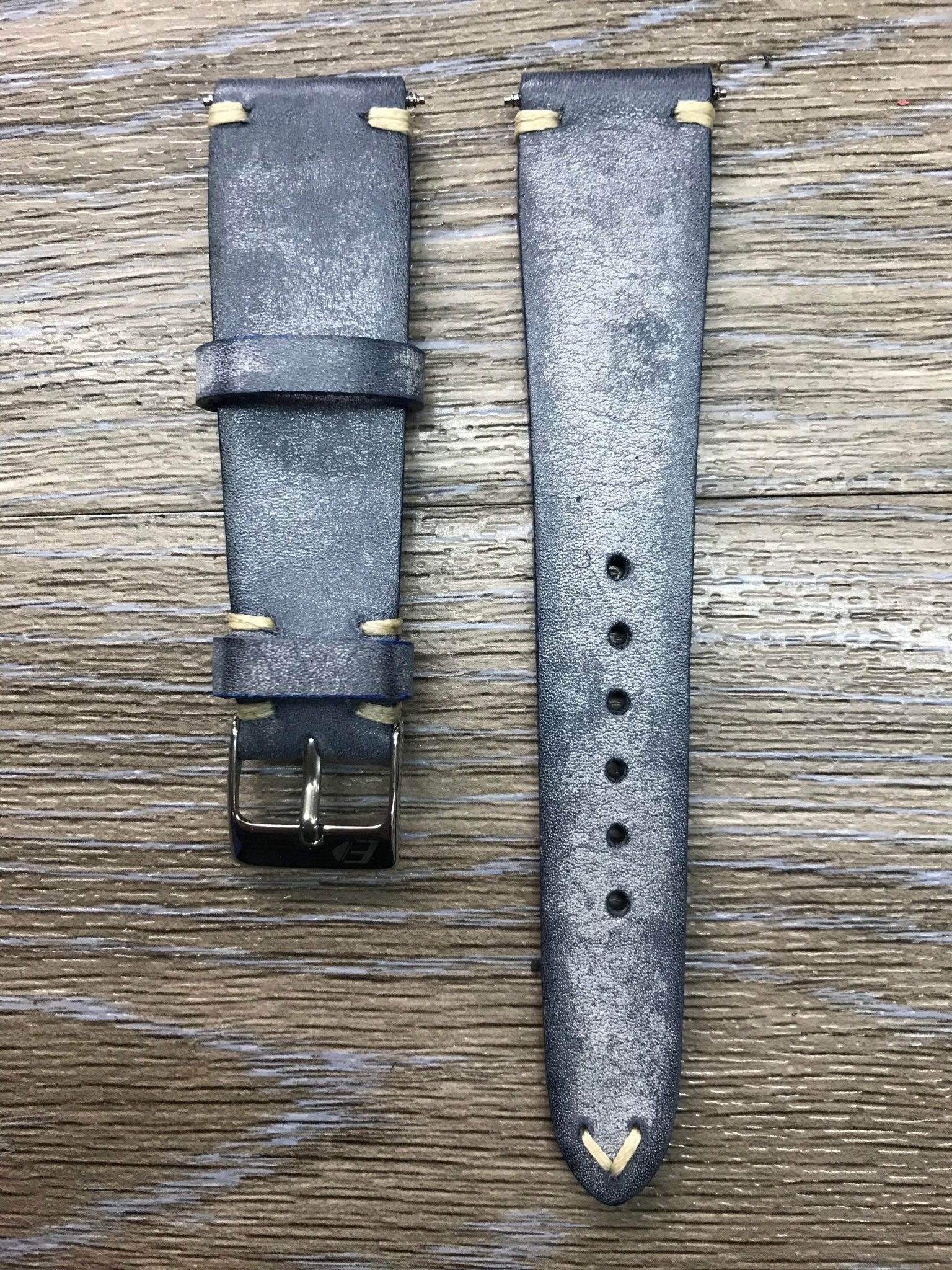 Blue Leather Watch Strap, Distress Leather Watch band 20mm, Rolex watch strap 19mm - eternitizzz-straps-and-accessories