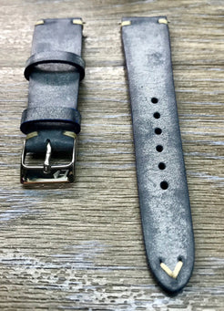 Blue Leather Watch Strap, Distress Leather Watch band 20mm, Rolex watch strap 19mm - eternitizzz-straps-and-accessories