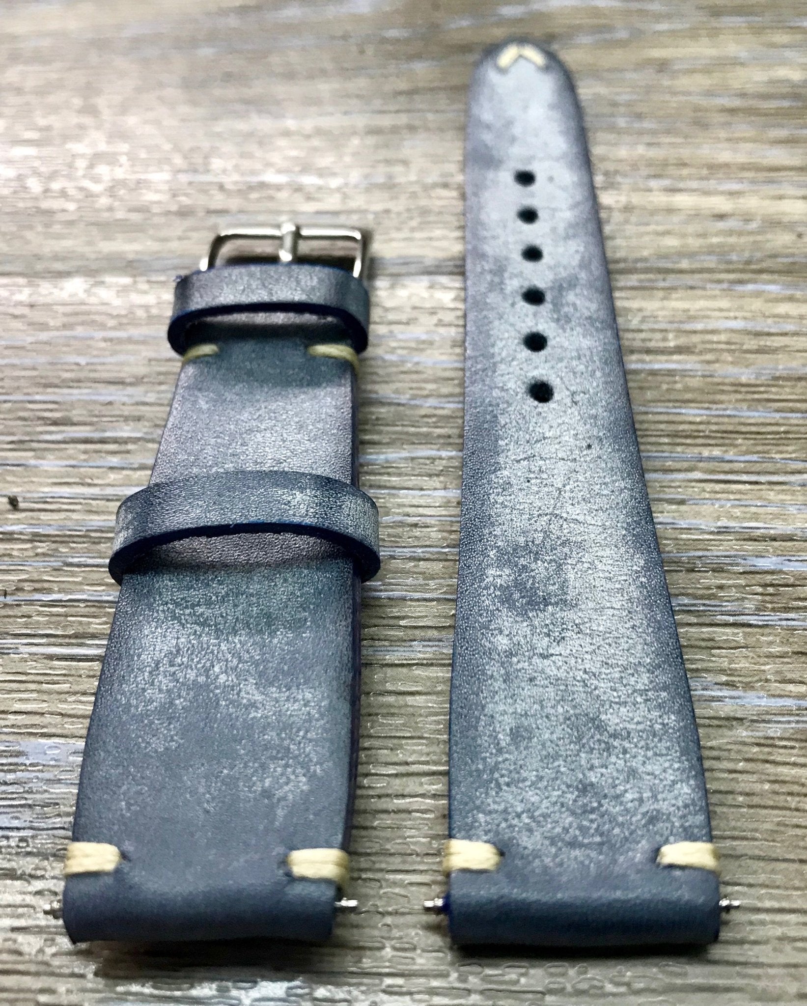 Blue Leather Watch Strap, Distress Leather Watch band 20mm, Rolex watch strap 19mm - eternitizzz-straps-and-accessories