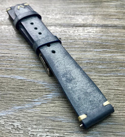 Blue Leather Watch Strap, Distress Leather Watch band 20mm, Rolex watch strap 19mm - eternitizzz-straps-and-accessories