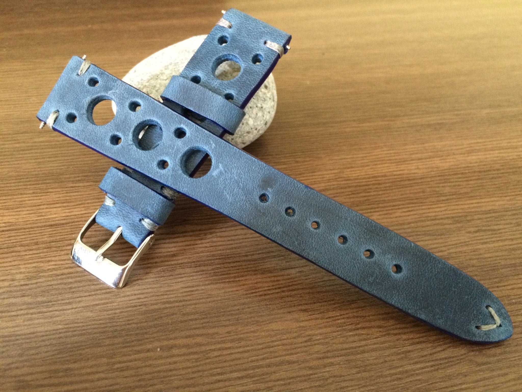 Steel Rally Watch Strap Leather Watch Bands, 18mm Watch strap, Racing & Rally watch straps