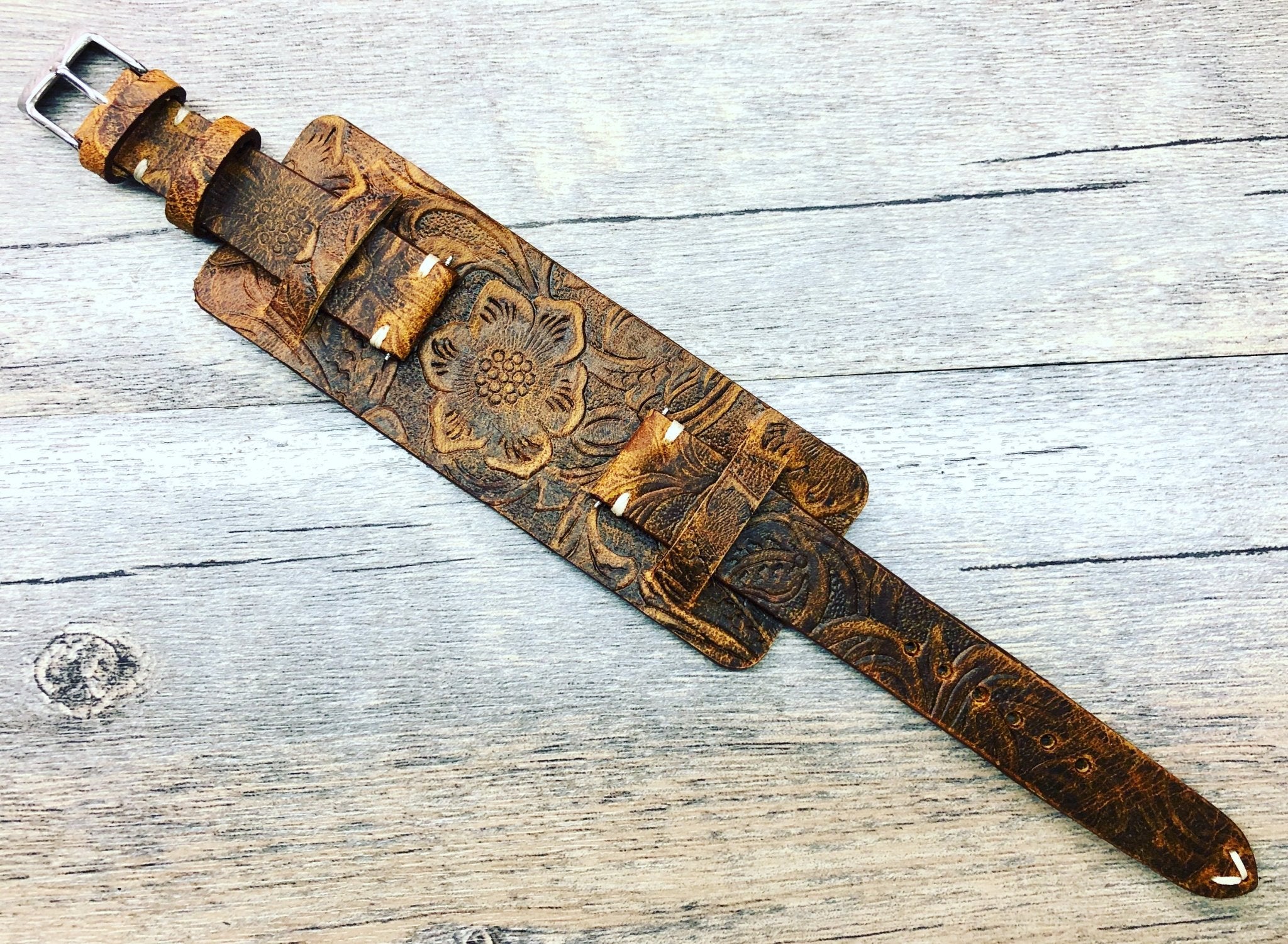 Brown Genuine Leather Bund Strap 18mm 19mm 20mm, Leather Engraving Watch Band, wrist watch band replacement for 21mm lug, Christmas Gift ideas for Husband