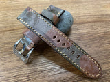 Brown Ghost Camouflage Leather Watch Straps in 24mm, Watch Band 26mm in Genuine Leather, Silver Stainless Steel 22mm Buckle, Mens Watch Band Replacement