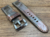 Brown Ghost Camouflage Leather Watch Straps in 24mm, Watch Band 26mm in Genuine Leather, Silver Stainless Steel 22mm Buckle, Mens Watch Band Replacement
