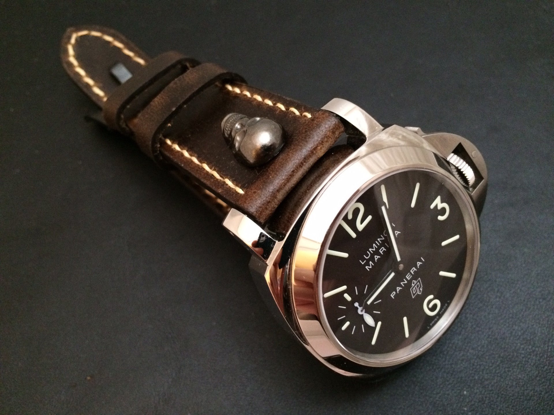 Leather Watch strap, Panerai Watch band, 24mm, 26mm Brown Watch Strap, Dark Brown - eternitizzz-straps-and-accessories
