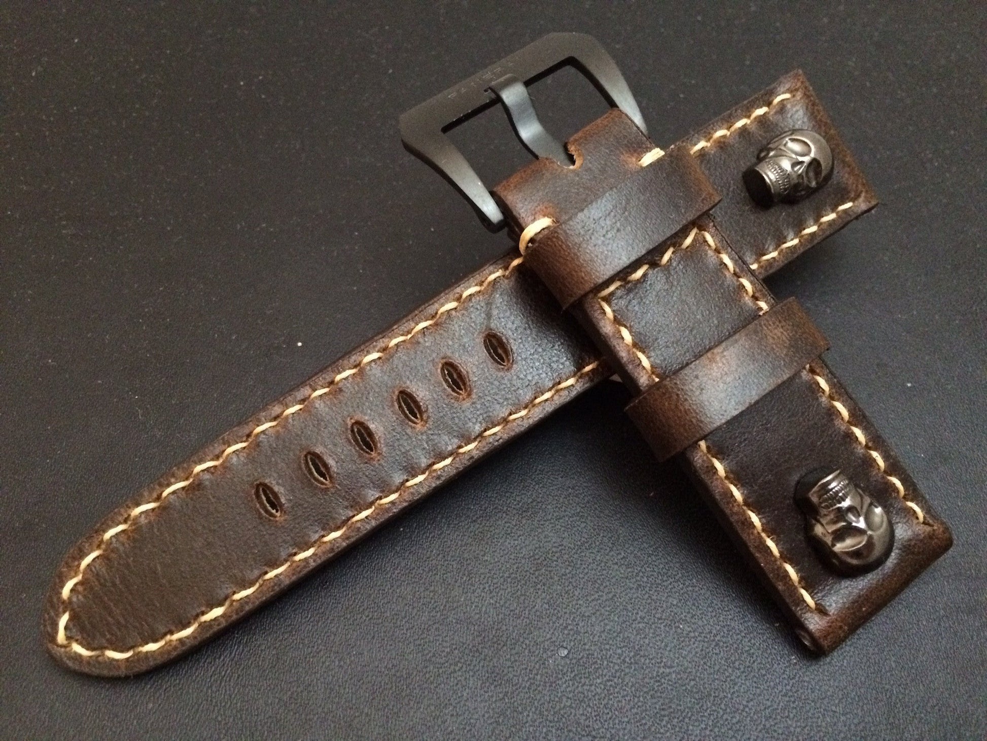 Leather Watch strap, Panerai Watch band, 24mm, 26mm Brown Watch Strap, Dark Brown - eternitizzz-straps-and-accessories