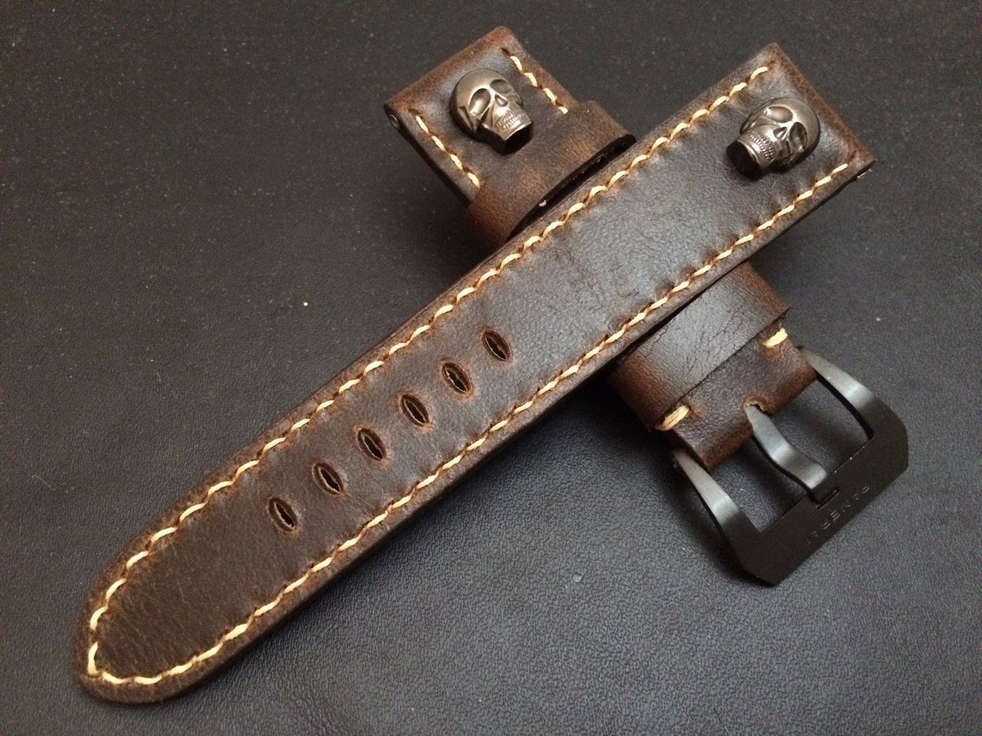 Leather Watch strap, Panerai Watch band, 24mm, 26mm Brown Watch Strap, Dark Brown - eternitizzz-straps-and-accessories