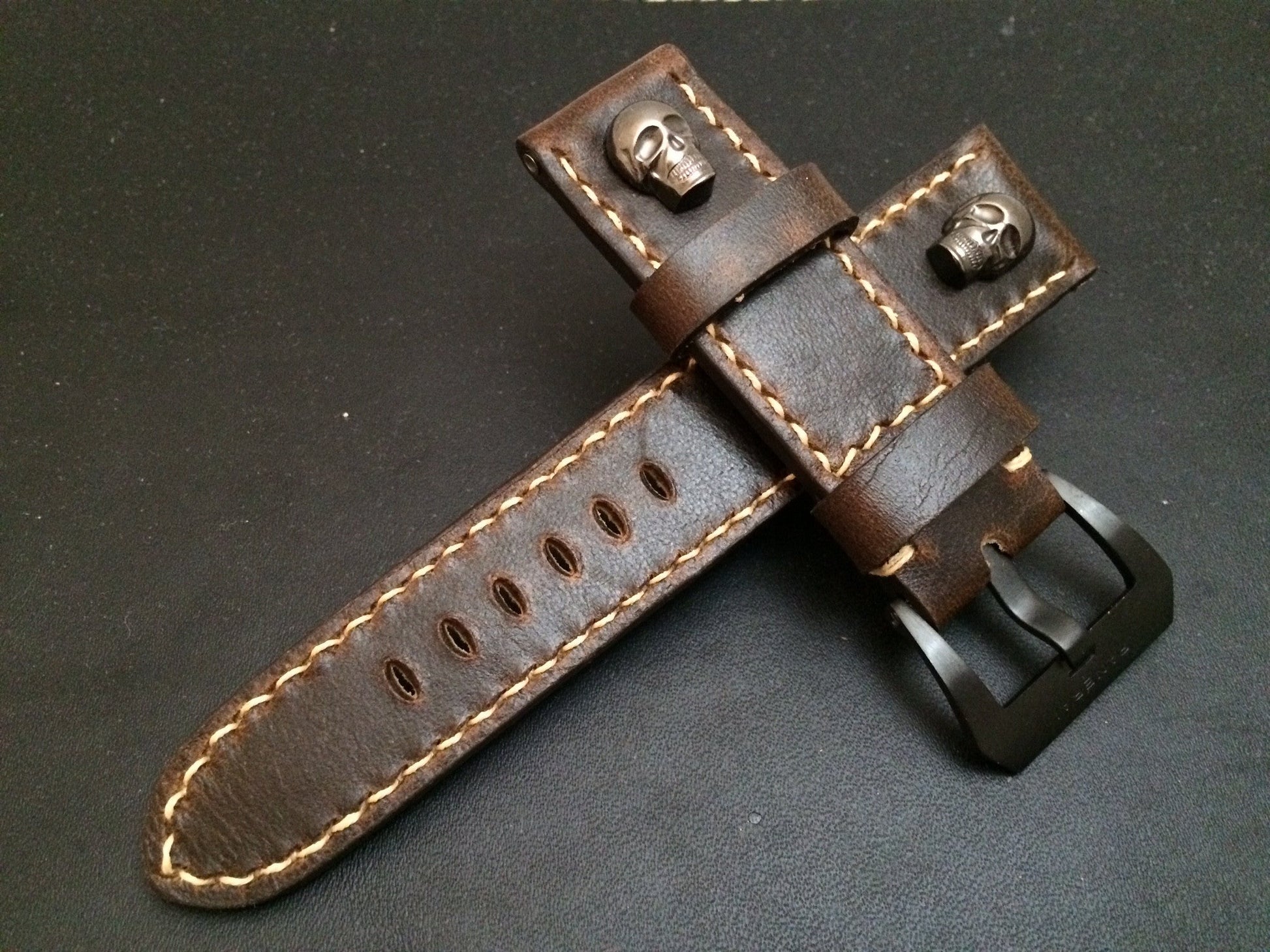 Leather Watch strap, Panerai Watch band, 24mm, 26mm Brown Watch Strap, Dark Brown - eternitizzz-straps-and-accessories