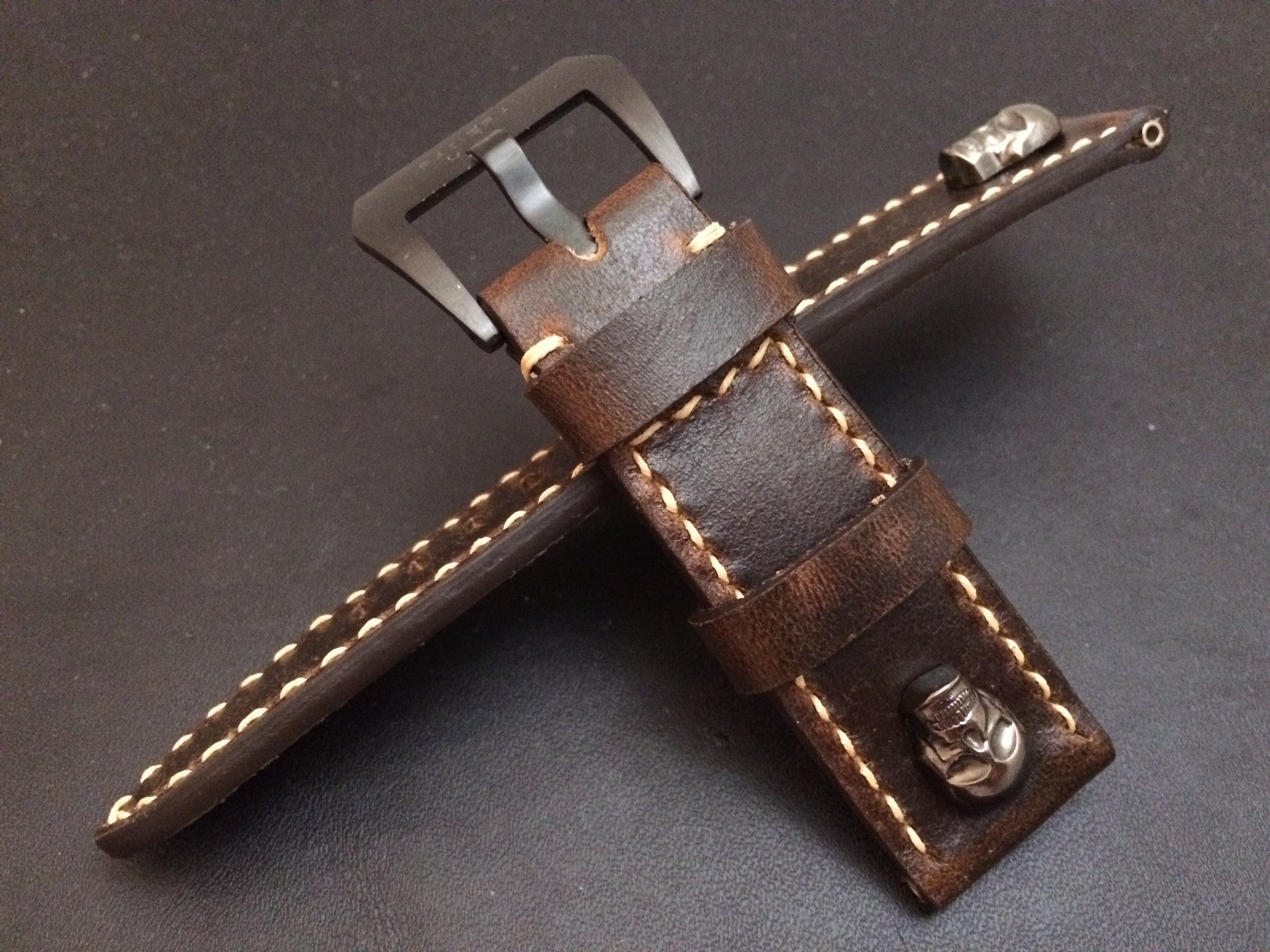 Leather Watch strap, Panerai Watch band, 24mm, 26mm Brown Watch Strap, Dark Brown - eternitizzz-straps-and-accessories