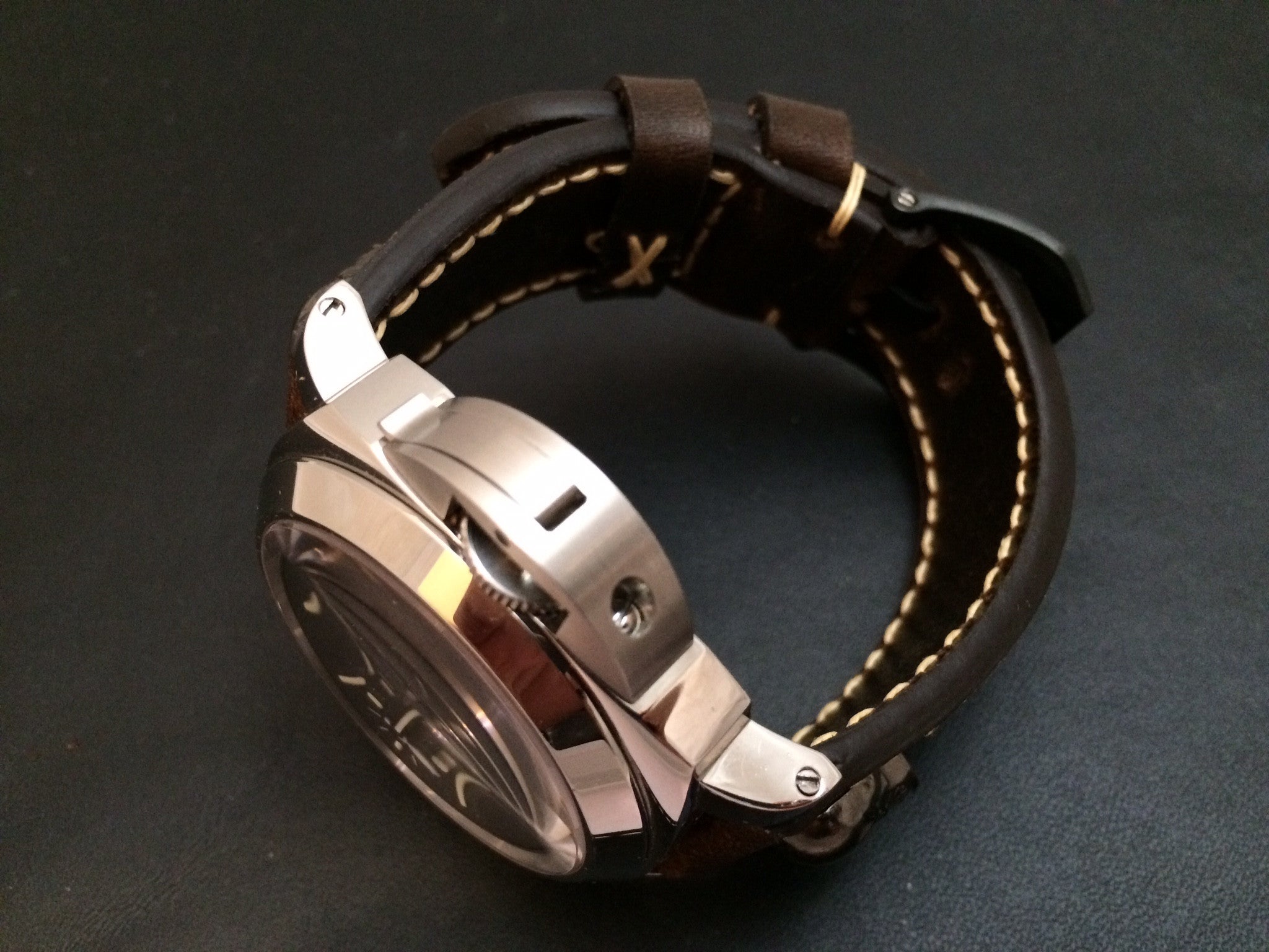 Leather Watch strap, Panerai Watch band, 24mm, 26mm Brown Watch Strap, Dark Brown - eternitizzz-straps-and-accessories