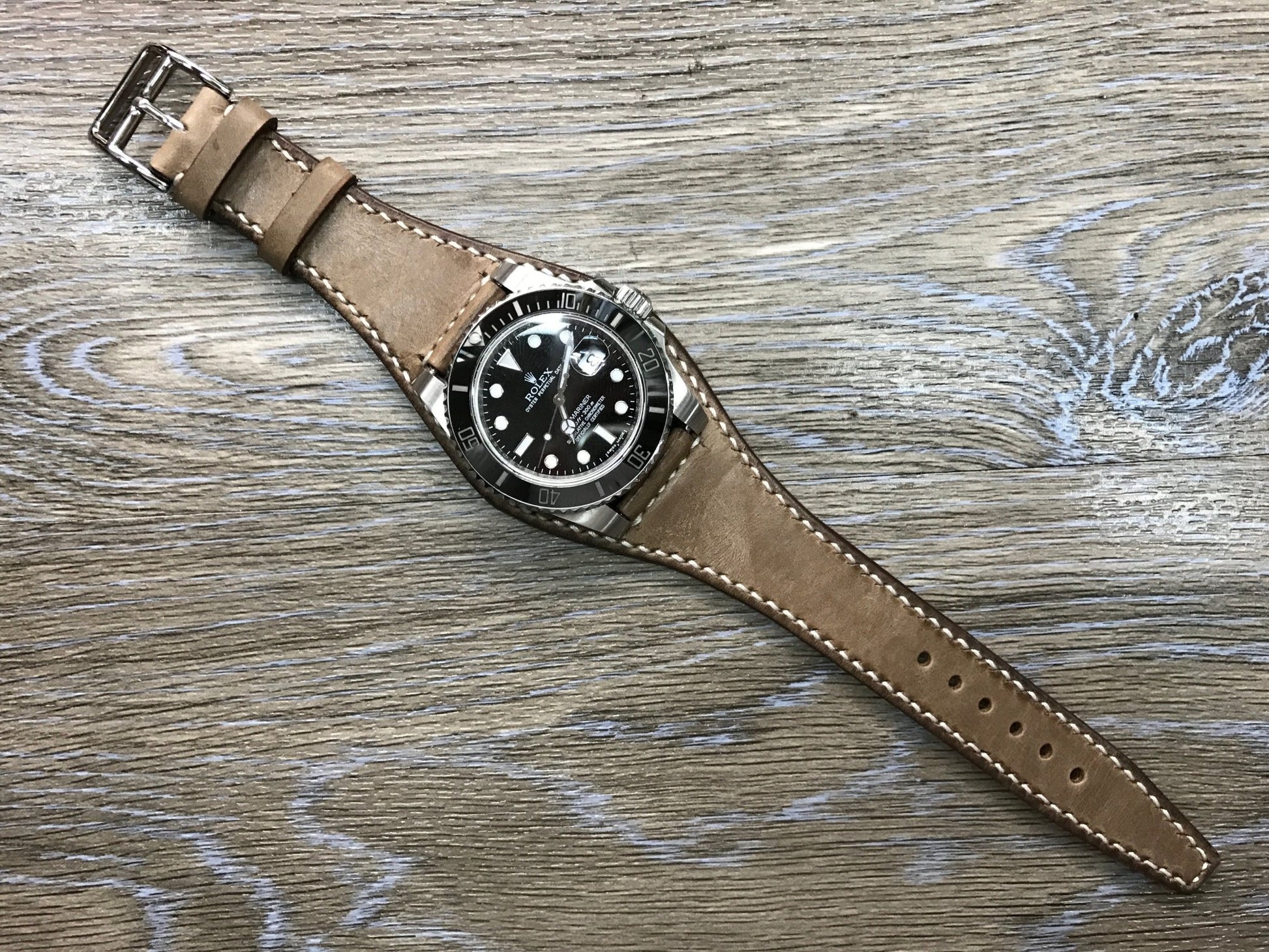 Leather bund strap for Rolex, Leather Watch Strap, 20mm Watch band for Tudor, 20mm lug width - eternitizzz-straps-and-accessories