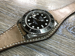 Leather bund strap for Rolex, Leather Watch Strap, 20mm Watch band for Tudor, 20mm lug width - eternitizzz-straps-and-accessories