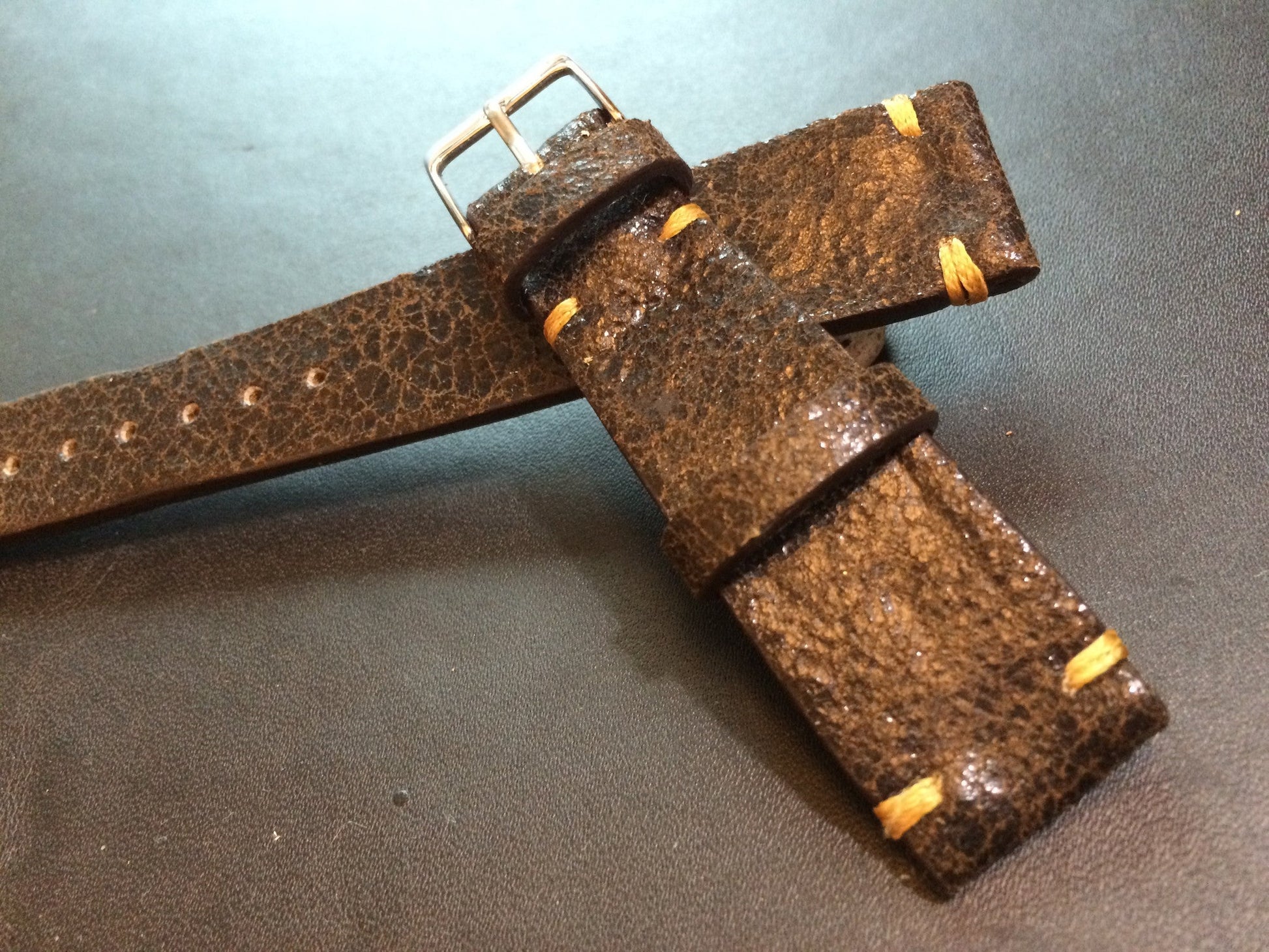Cracked pattern real leather watch strap for Rolex, IWC, Omega (Dark Brown) - 20mm/16mm - eternitizzz-straps-and-accessories
