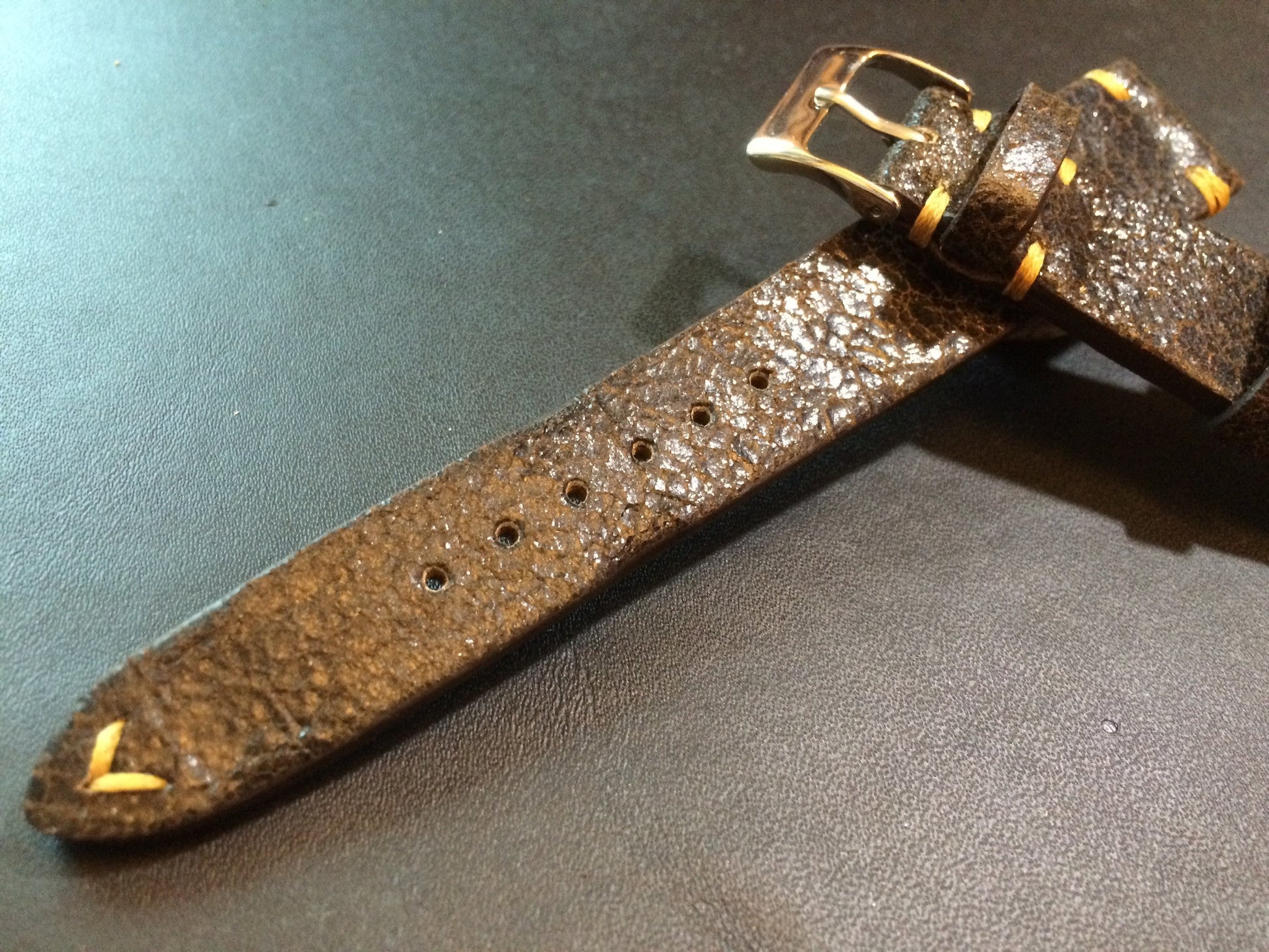 Cracked pattern real leather watch strap for Rolex, IWC, Omega (Dark Brown) - 20mm/16mm - eternitizzz-straps-and-accessories
