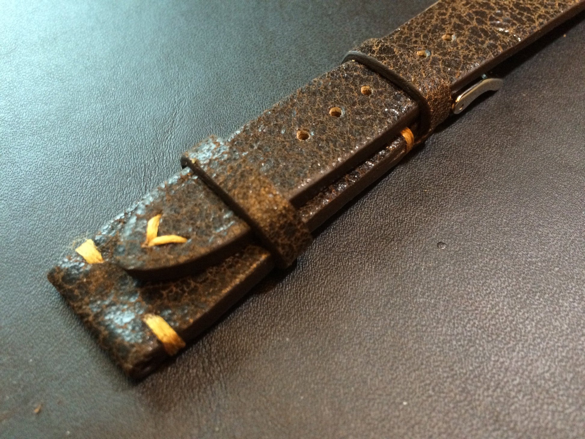 Cracked pattern real leather watch strap for Rolex, IWC, Omega (Dark Brown) - 20mm/16mm - eternitizzz-straps-and-accessories