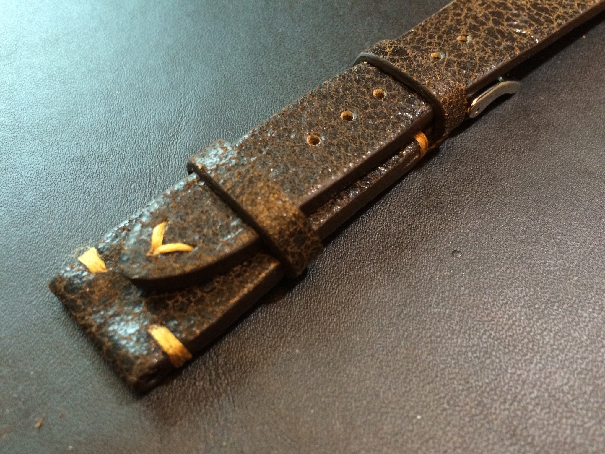 Cracked pattern real leather watch strap for Rolex, IWC, Omega (Dark Brown) - 20mm/16mm - eternitizzz-straps-and-accessories