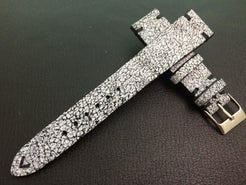 Cracked pattern real leather watch strap for Rolex, IWC, Omega (White/Black) - 20mm/16mm - eternitizzz-straps-and-accessories