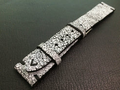 Cracked pattern real leather watch strap for Rolex, IWC, Omega (White/Black) - 20mm/16mm - eternitizzz-straps-and-accessories