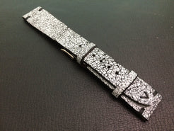 Cracked pattern real leather watch strap for Rolex, IWC, Omega (White/Black) - 20mm/16mm - eternitizzz-straps-and-accessories