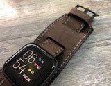 Fitbit Watch Band, Watch Strap, Fitbit Versa 2, Versa Lite Watch Strap Replacement, Dark Brown Fitbit Leather Watch Band, Sterling Silver 925 Skull
