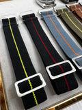 French Marine Nationale Military Style Wrist Watch Straps, Black, Orange, Army Green Watch Strap, Elastic Diver Watch Band in 18mm 20mm 22mm