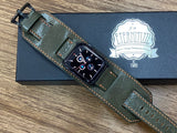 Genuine Leather Apple Watch Band for Series 6 44mm, Trendy iWatch Bands in Greyish Green Leather, Smart Watch Straps gift Ideas for Husband