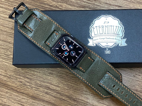 Genuine Leather Apple Watch Band, Greyish Green iWatch Band for Series 6 44mm, Trendy Apple Watch straps, Smart Watch Band, Gift Ideas for him