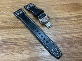Genuine Leather Black Big Pilot Watch Band 22mm 20mm, Pilot Watch straps, Flieger armband, Aviator Chronograph Watch Straps with Deployant Clasp, Christmas Gift Ideas