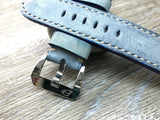 24mm straps, Handmade waxed vintage Blue leather watch band, real leather watch strap for Panerai - eternitizzz-straps-and-accessories