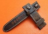 New Model! Real Leather Strap for Panerai Watches (Dark Brown Color) 24mm/22mm - with Metal Skull - eternitizzz-straps-and-accessories