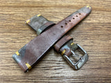 Leather Watch Straps, Leather watchband, watchstrap 20mm 19mm 18mm, Handmade Vintage watch straps, Ghost Camouflage Brown leather wristwatch Band, Replacement Watch straps