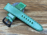 Green Leather Watch Strap for Panerai 24mm, Mens Wrist Watch Band 26mm, Dual Color Stitching, Christmas Gift ideas, Retro Personalise Watch Straps